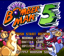 Super Bomberman 5 title screen for Super Famicom